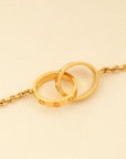 Cartier 18K Yellow Gold Love Hoop On Chain Bracelet 17