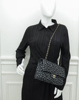 Chanel Black CC Classic 11.12 Letters Print Double Flap Medium Bag