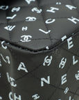 Chanel Black CC Classic 11.12 Letters Print Double Flap Medium Bag