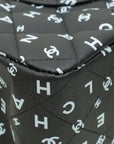 Chanel Black CC Classic 11.12 Letters Print Double Flap Medium Bag