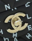 Chanel Black CC Classic 11.12 Letters Print Double Flap Medium Bag