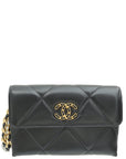 Chanel Black CC 19 Quilted Chain Wristlet Clutch