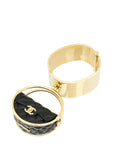 Chanel Black Resin Flap Bag Hoop Mirror Bangle