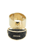 Chanel Black Resin Flap Bag Hoop Mirror Bangle