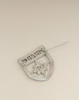 Chanel Silver Swarovski Baguette Crystal CC Shield Brooch