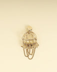 Chanel Gold CC Bird Cage Pearl Crystal Brooch