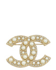 Chanel Gold CC Pearl Brooch