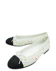 Chanel Bicolor CC Cap Toe Tweed Sequins Ballerina 38
