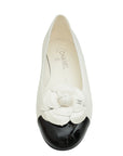 Chanel White CC Camellia Flower Flat Ballerina 39