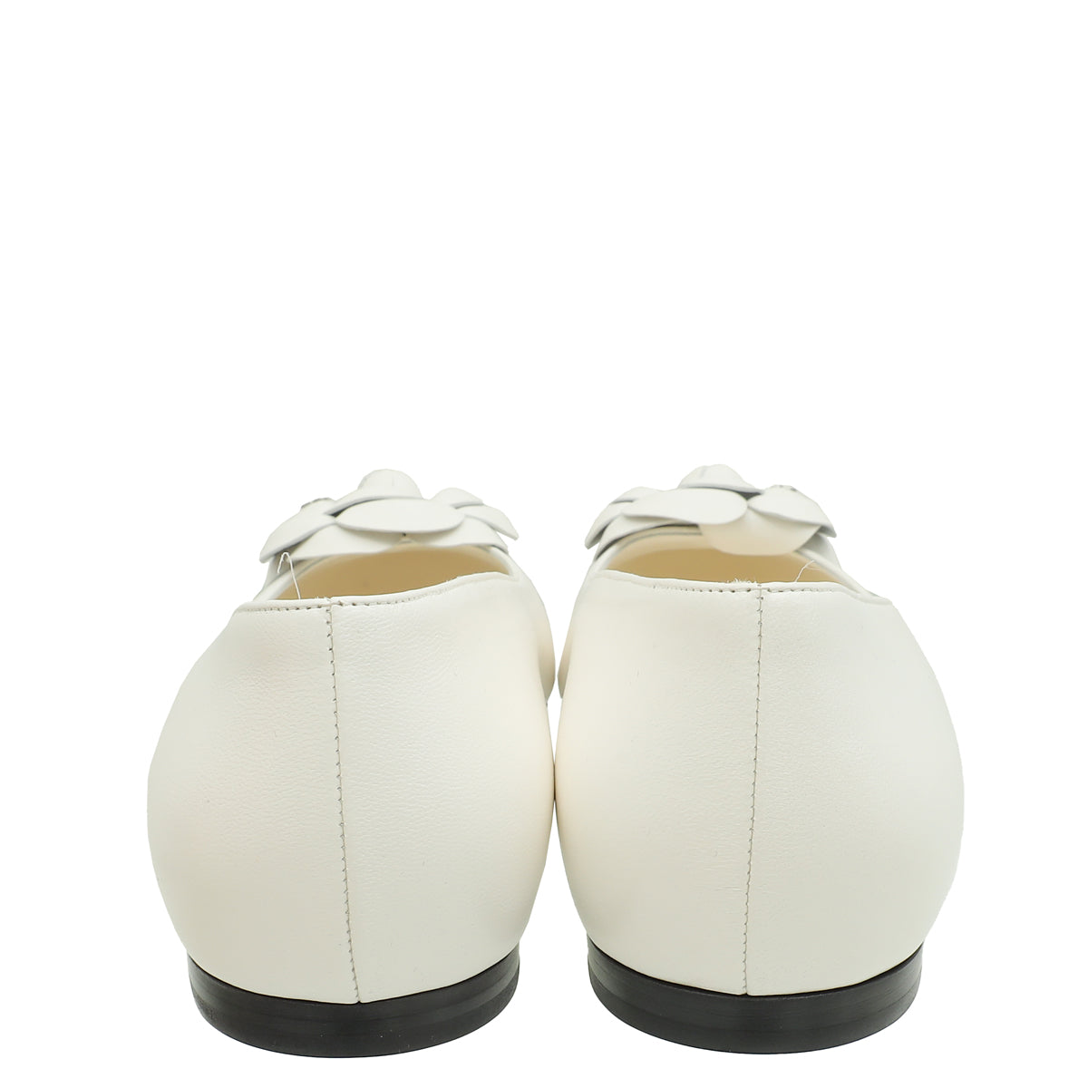 Chanel White CC Camellia Flower Flat Ballerina 39