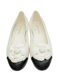 Chanel White CC Camellia Flower Flat Ballerina 39