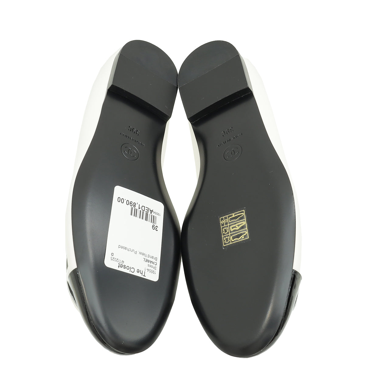 Chanel White CC Camellia Flower Flat Ballerina 39