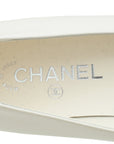 Chanel White CC Camellia Flower Flat Ballerina 39