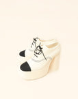 Chanel Bicolor Lace-Up Platform Pumps 39