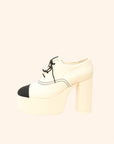 Chanel Bicolor Lace-Up Platform Pumps 39
