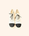 Chanel Bicolor Lace-Up Platform Pumps 39