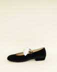 Chanel Black CC Bow Velvet Mary Jane Flats 38