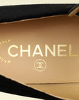 Chanel Black CC Bow Velvet Mary Jane Flats 38