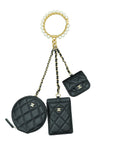 Chanel Black Pearl Crown CC Wristlet Multi Pouches