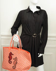 Goyardine Coral Ltd. Ed. Reversible Embroidered Seahorse Anjou PM Bag
