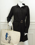 Goyardine Sand Ltd. Ed. Reversible Embroidered Seahorse Anjou PM Bag