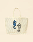 Goyardine Sand Ltd. Ed. Reversible Embroidered Seahorse Anjou PM Bag