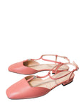 Gucci Peach Pink Double G T Strap Ankle Strap Flats 38