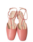Gucci Peach Pink Double G T Strap Ankle Strap Flats 38
