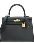 Hermes Noir Sellier Kelly 25 Bag