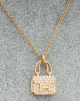 Hermes 18K Rose Gold Diamond Amulettes Constance Pendant Necklace