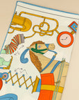 Hermes Blanc Multicolor Tea for Two scarf 90