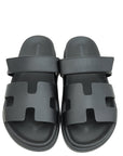 Hermes Noir Chypre Sandals 37.5