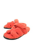 Hermes Orange Woolskin Chypre Sandal 37