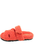 Hermes Orange Woolskin Chypre Sandal 37
