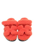 Hermes Orange Woolskin Chypre Sandal 37