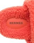 Hermes Orange Woolskin Chypre Sandal 37