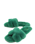 Hermes Vert Anglais Oran Shearling Sandal 38