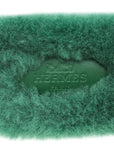 Hermes Vert Anglais Oran Shearling Sandal 38