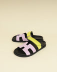 Hermes Bicolor Satin Crepe Chypre Sandals 38