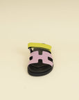 Hermes Bicolor Satin Crepe Chypre Sandals 38