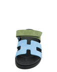 Hermes Bicolor Chypre Goatskin Suede Sandal 36.5
