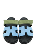 Hermes Bicolor Chypre Goatskin Suede Sandal 36.5