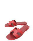 Hermes Rouge H Ostrich Oran Sandal 37