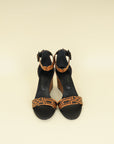 Hermes Bicolor Printed Acapulco Wedge Sandals 37