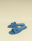 Hermes Bleu Bleuet Oran Sandal 37