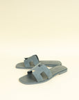 Hermes Gris Antarctique Suede Goatskin Oran Sandal 38