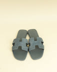 Hermes Gris Antarctique Suede Goatskin Oran Sandal 38