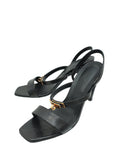 Hermes Noir Lizard Glamour 75 Sandal 40