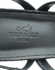 Hermes Noir Lizard Glamour 75 Sandal 40