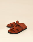 Hermes Maroon Muscavado Chypre Suede Goatskin Sandal 40